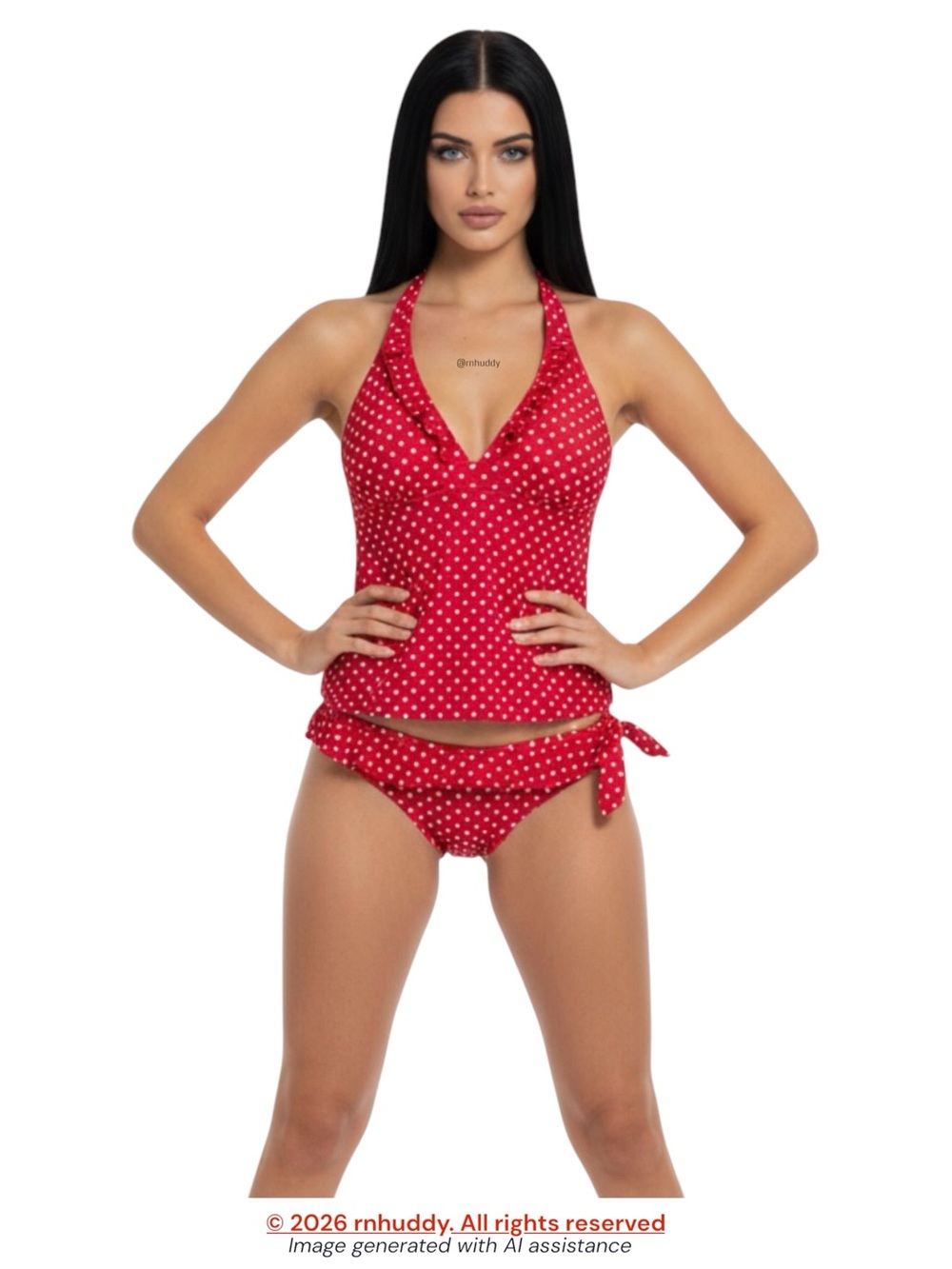 Pour Moi? 36D underwire tankini & S red polka dot bikini
